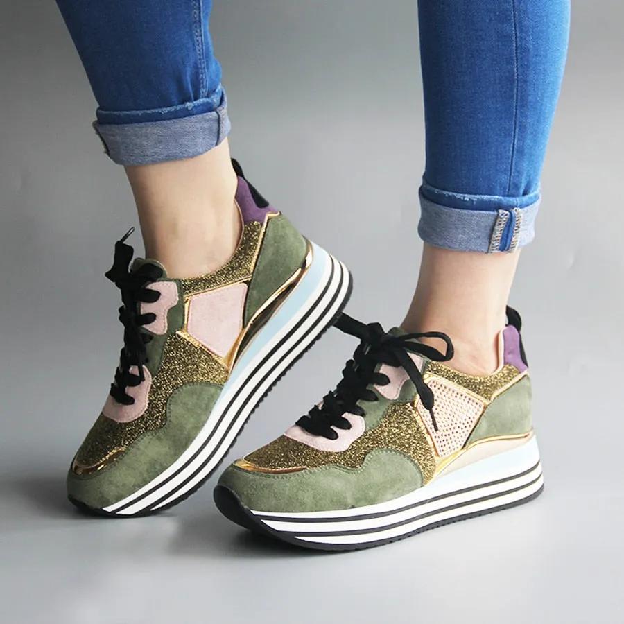 casual luxury designer sneakers with glitter women fashionable shoes Evans Sneakers