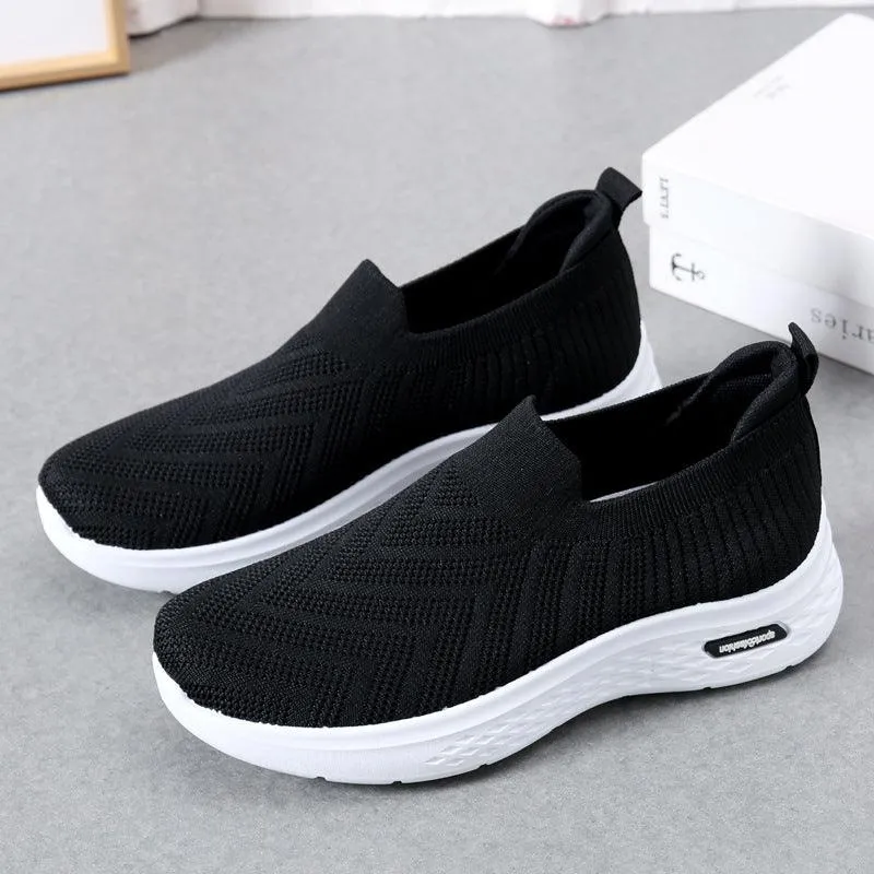 Casual Mesh Shoes Sock Slip On Flat Shoes For Women Tennis Shoes