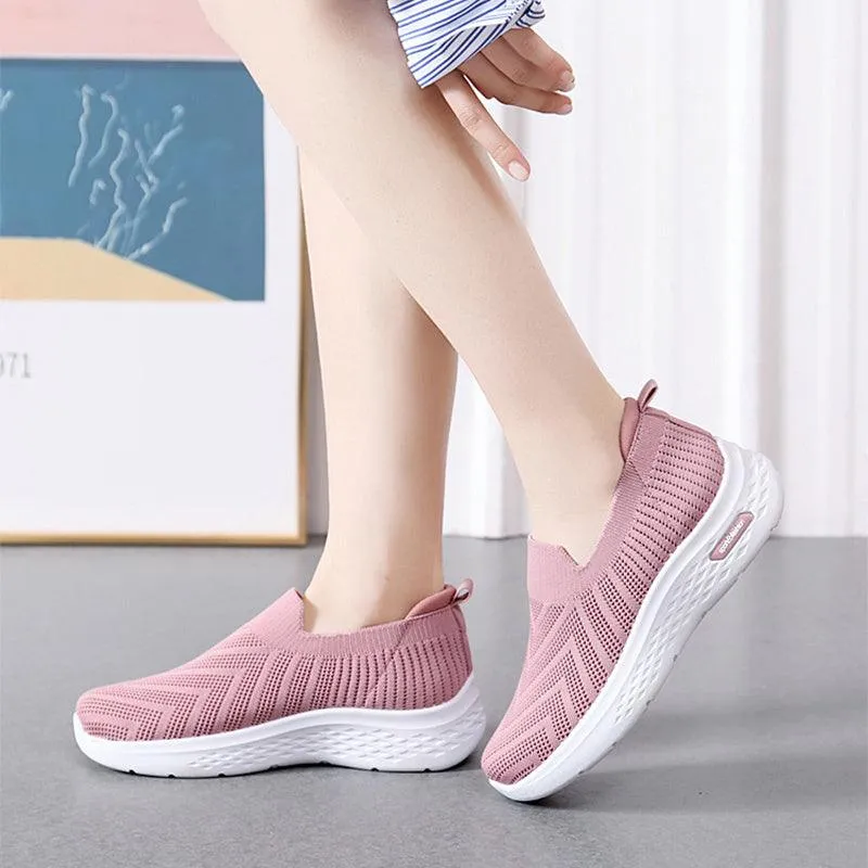 Flat Shoes Size 6 Casual Mesh Shoes Sock Slip On Flat Shoes For Women