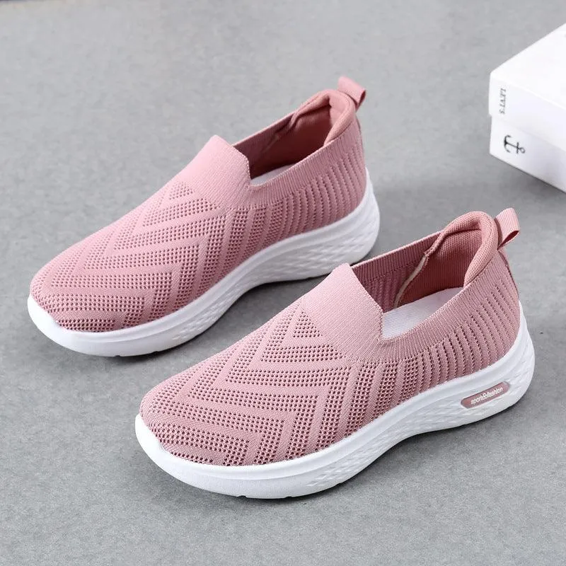 Casual Mesh Shoes Sock Slip On Flat Shoes For Women Best Shoes For Footed