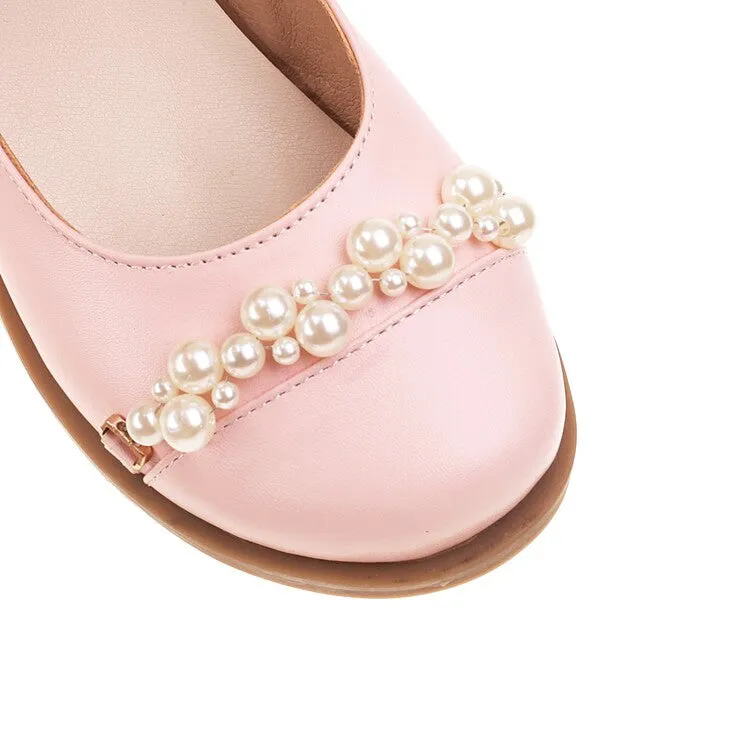 Women's Solid Color Pearls Beading Flat Many Jane Shoes Marmont Flat Shoes