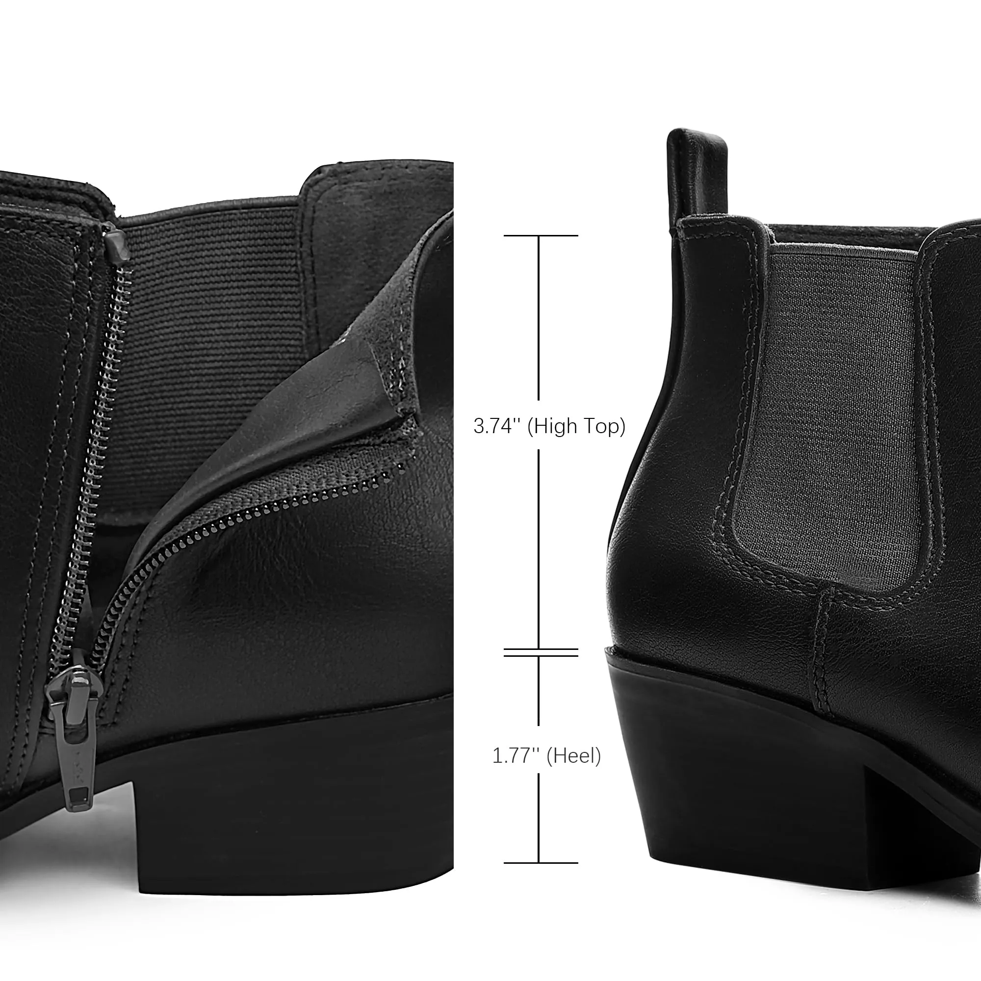 Chelsea Boots Women Fashion Ankle Booties Classic Low Heel Side Zip Shoes for Women Black Brown Best Hiking Shoes