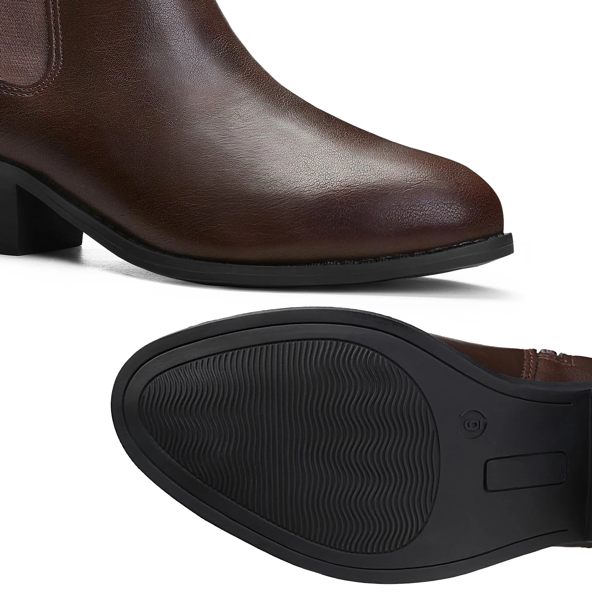 Chelsea Boots Women Fashion Ankle Booties Classic Low Heel Side Zip Shoes for Women Black Brown Best Waterproof Skate Shoes