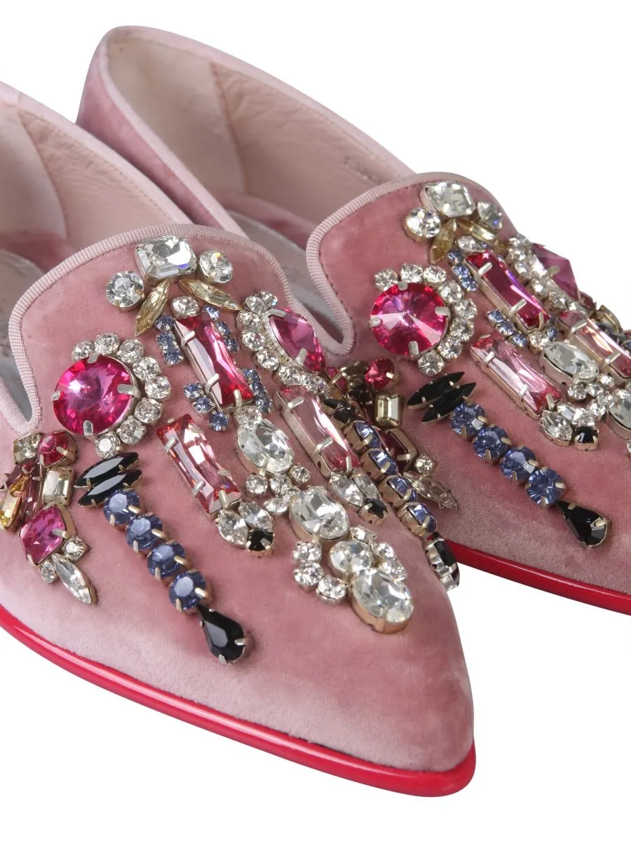 Alexander McQueen Embellished Pointed Toe Moccasins Kuru Shoes