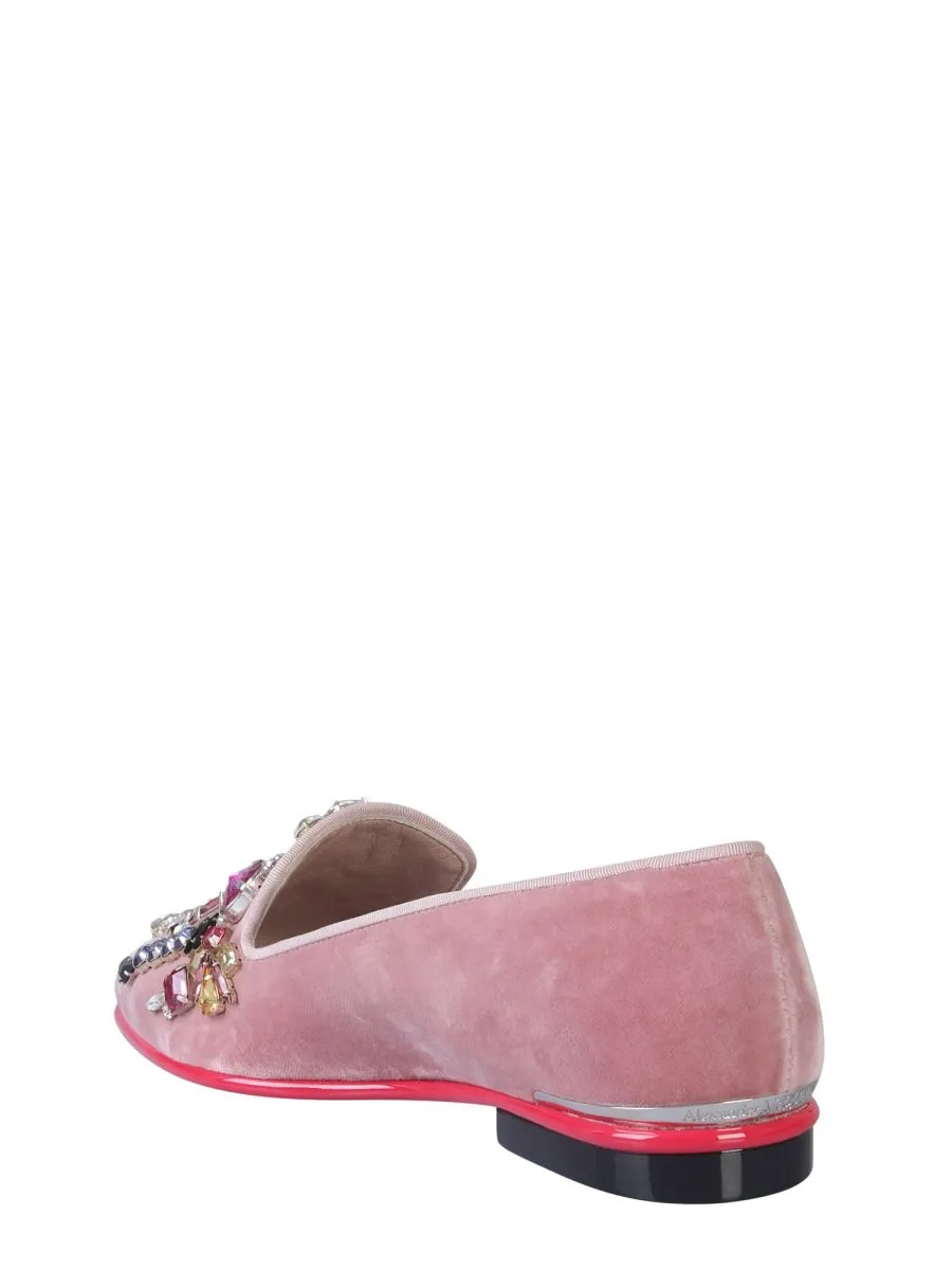Folding Flats Shoes Alexander McQueen Embellished Pointed Toe Moccasins
