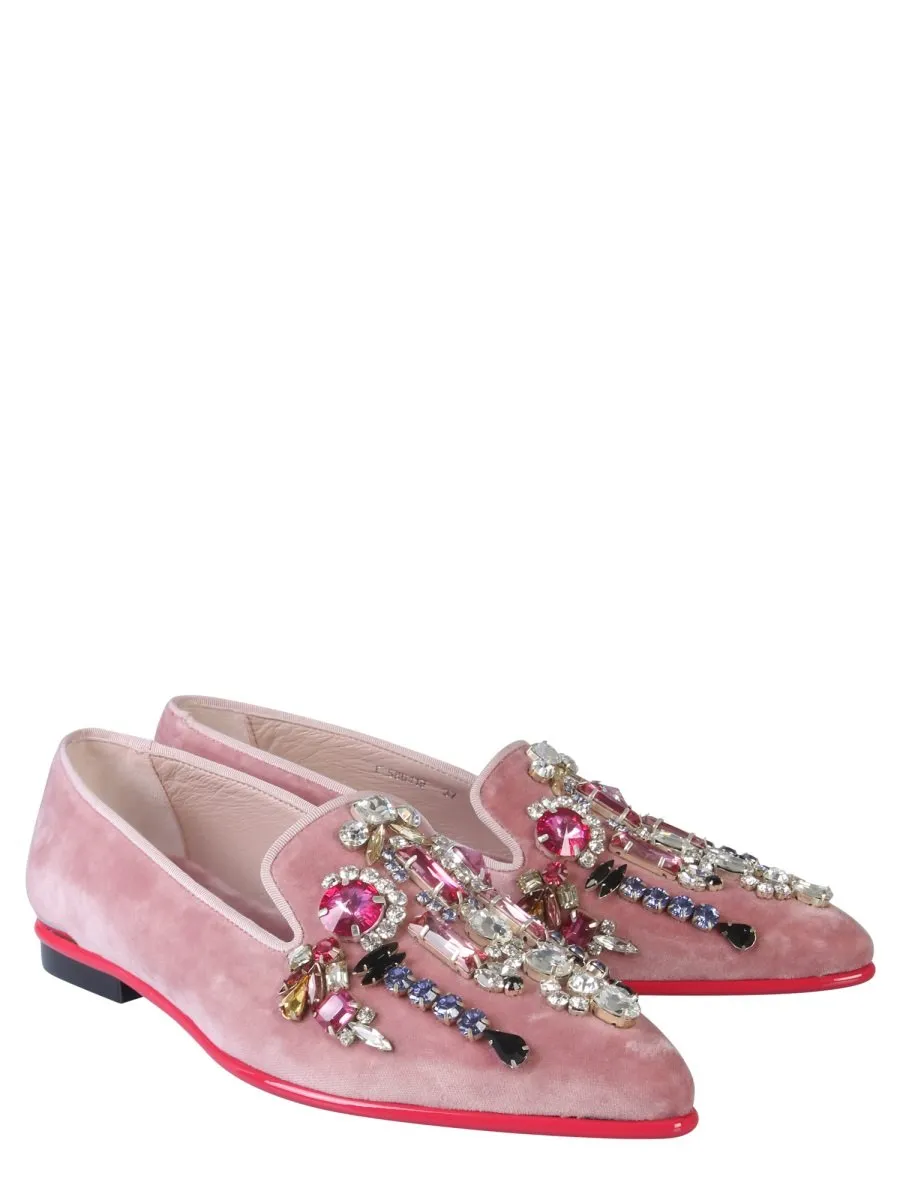 Flat Sparkly Shoes Alexander McQueen Embellished Pointed Toe Moccasins
