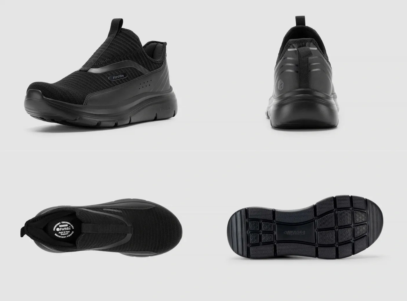 Cycling Shoes For Flat Feet FitVille Men's Step Ease Slip-On Walking Shoes V2