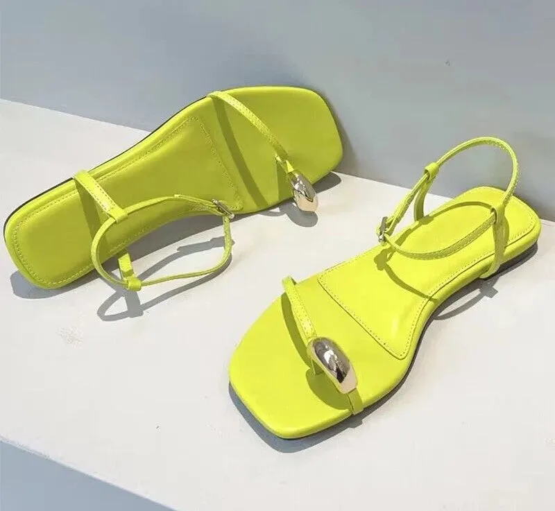 Casual Lightweight Summer Shoes Chic Square-Toe Flats for Women