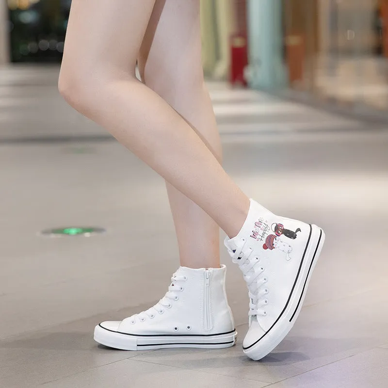 Nanccy Cartoon Cute Casual High Top Shoes Flat Business Casual Shoes