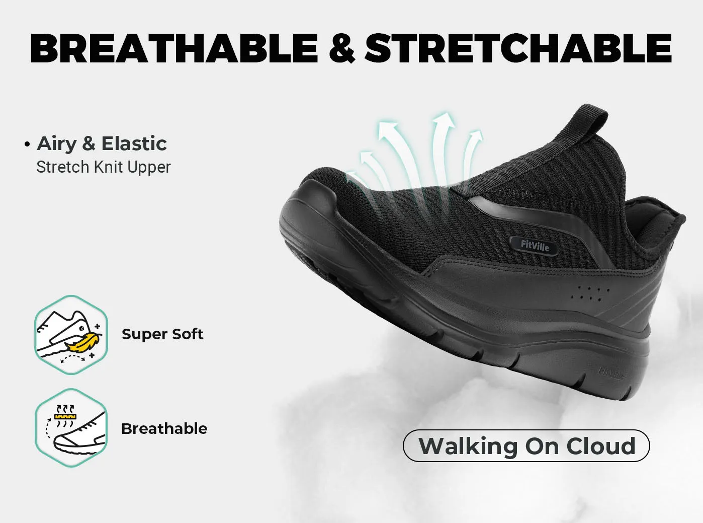 Foldable Flat Shoes For Travel FitVille Men's Step Ease Slip-On Walking Shoes V2