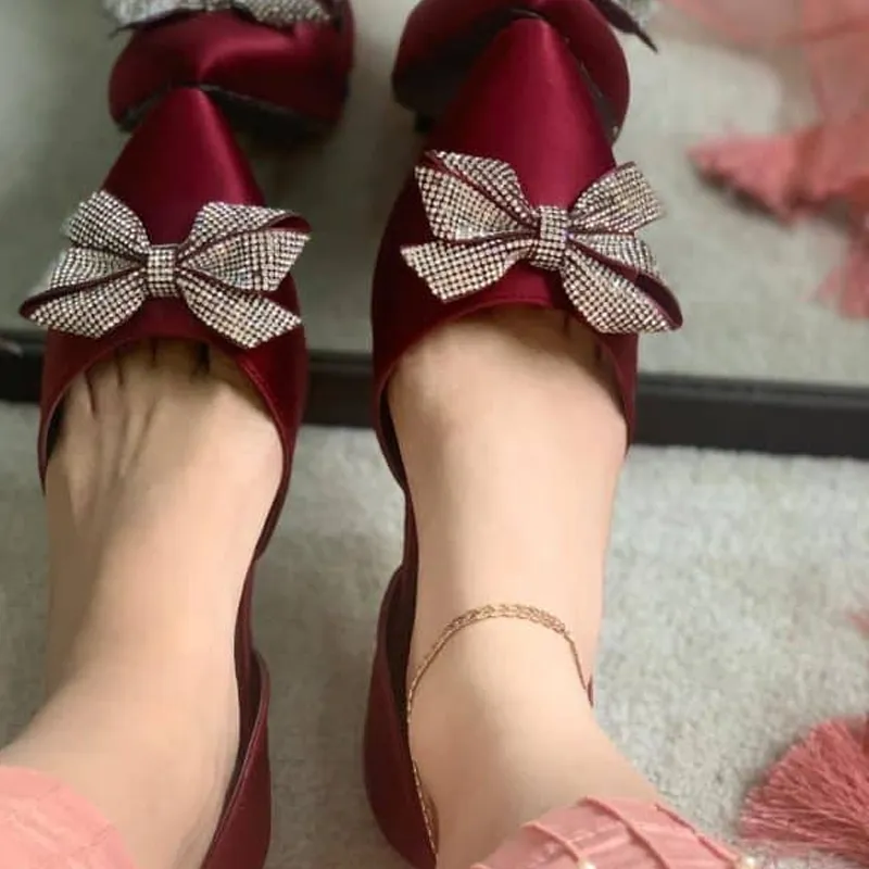 Satin Sandal Flat Pumps For Girls #66771 #22 Knit Shoes Flats