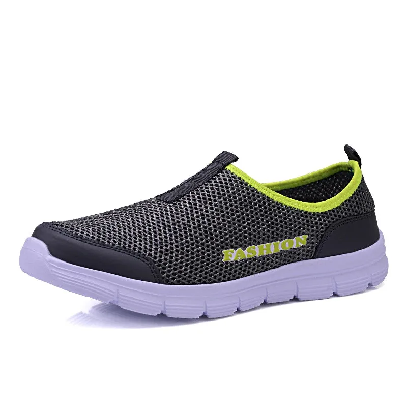 Fashion Summer Shoes Men Casual Air Mesh Breathable Slip-on Large Sizes Flats Mens Trainers Sneaker Lovers Loafers Shoe That Support Flat Feet