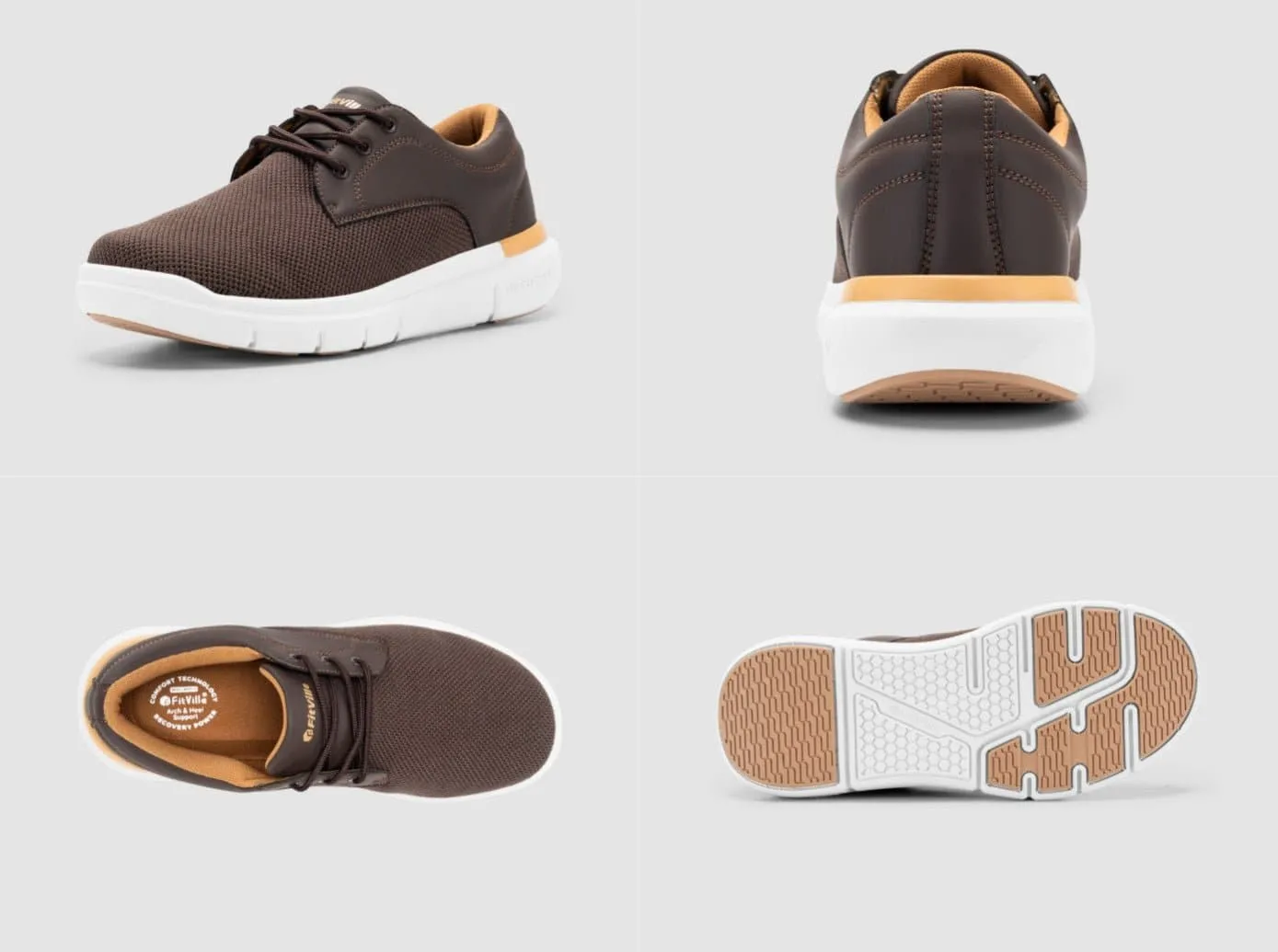 FitVille Men's BriskWalk Deluxe Lace-up Business Casual Sneaker V2 Shoes For Homecoming Flats