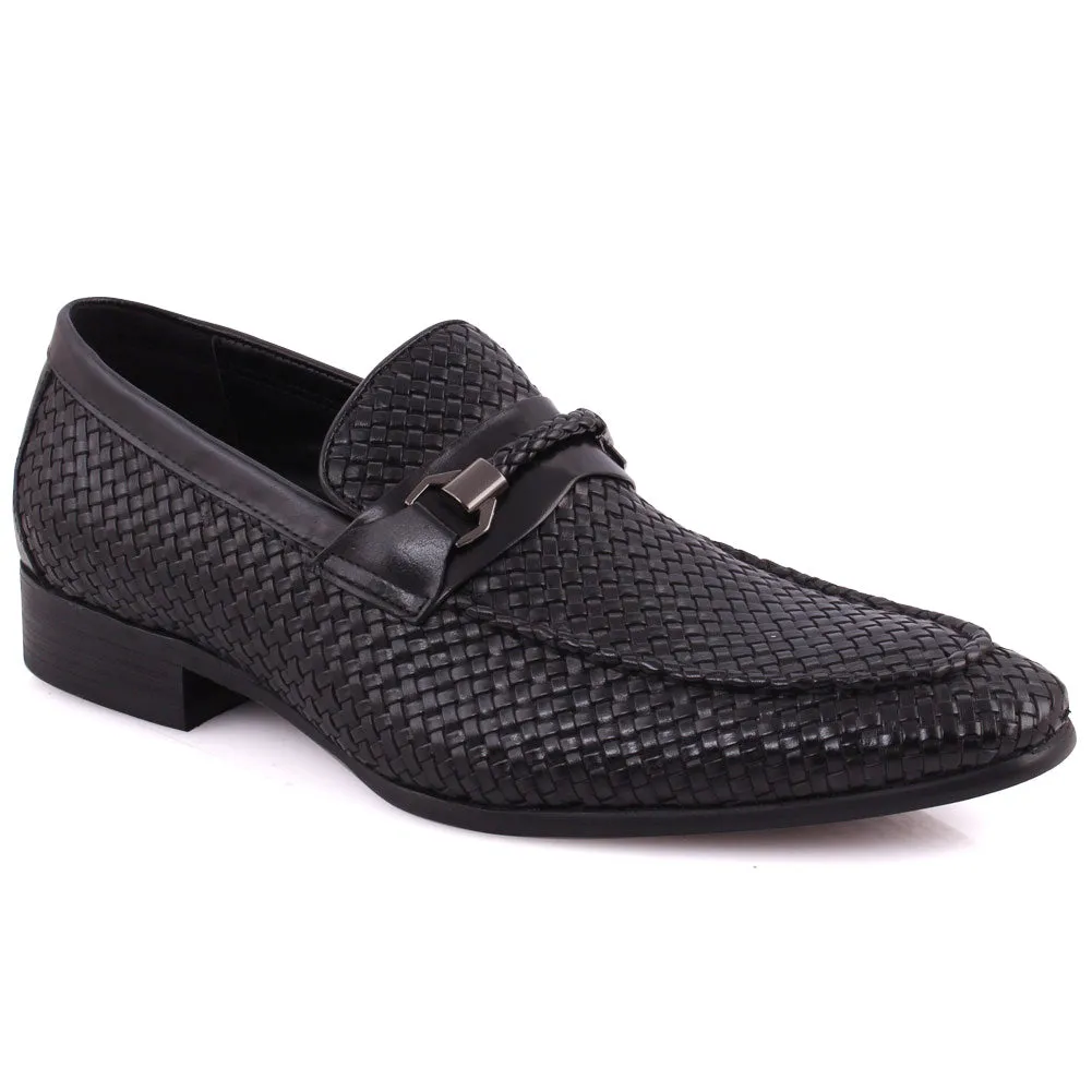 Flat Biking Shoes Mens FLETCHER Snake Textured Wing Tip Bit Loafers