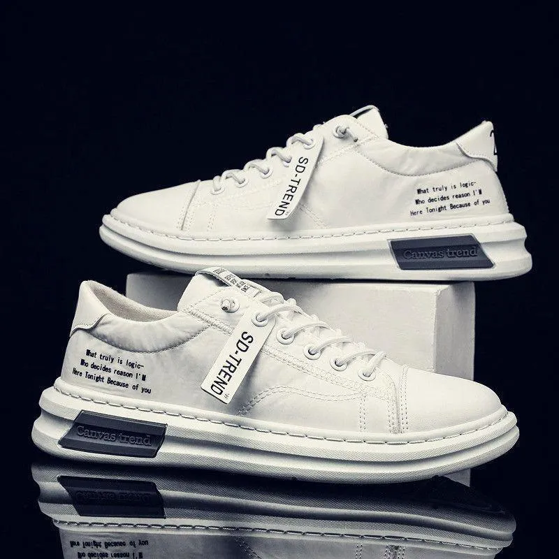 Best Trail Shoes For Flat Feet Men Sneakers Fashion Soft Leather Breathable Rubber Sole Round Toe Lace Up Flat Casual Shoes Street Style Sports Shoes Travel Walking Shoes