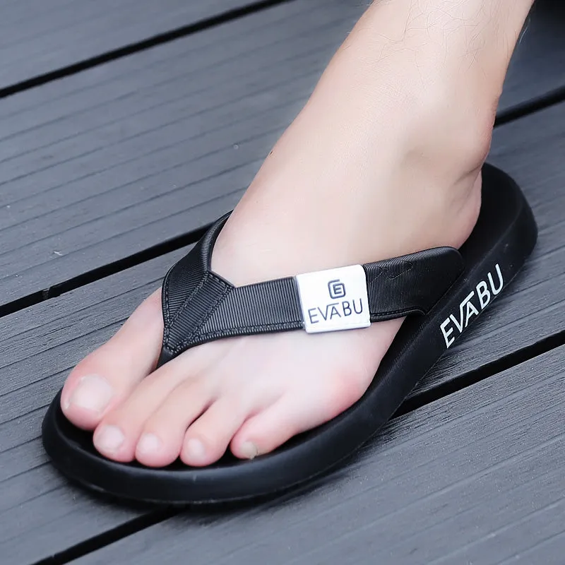 New Summer Men Slipper Black Flip Flops Mens Flats Open Toe Beach Men Slipper Outdoor Massage Casual Snakeskin Slides