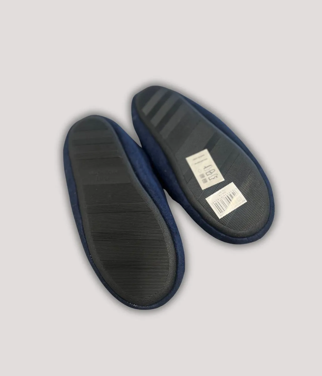 Men's Navy Faux Suede Slippers Country Store Slippers