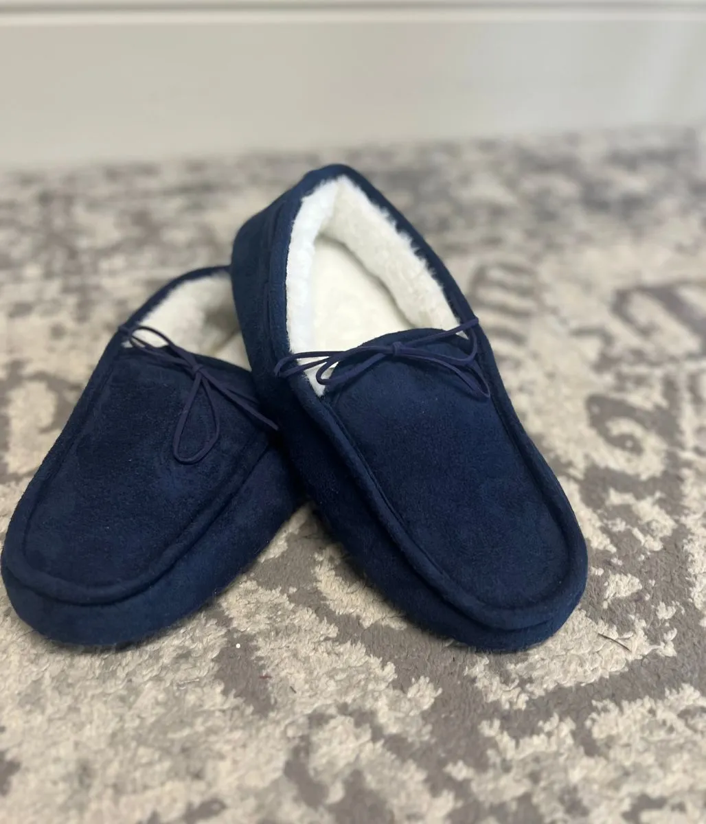 Plant Slippers Men's Navy Faux Suede Slippers
