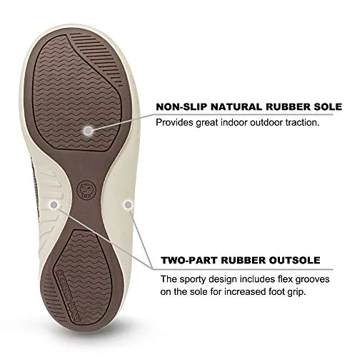 Rihanna Slippers Mens House Slippers with Arch Support, Canvas House Slipper for Men with Suede Insole and Velvet Lining, Slip on Clog House Shoes with Indoor Outdoor Anti-Skid Rubber Sole, Brown