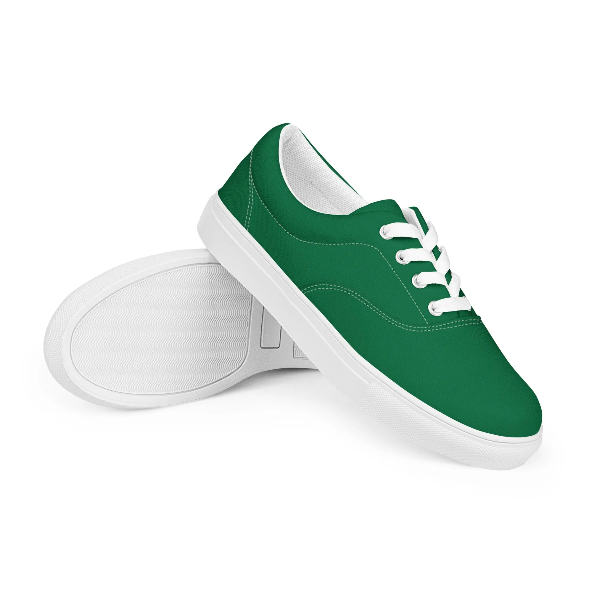 Dark Green Men's Sneakers, Solid Green Color Best Designer Mens Lace-up Canvas Shoes (US Size: 5-13) Ankle Leather Boots