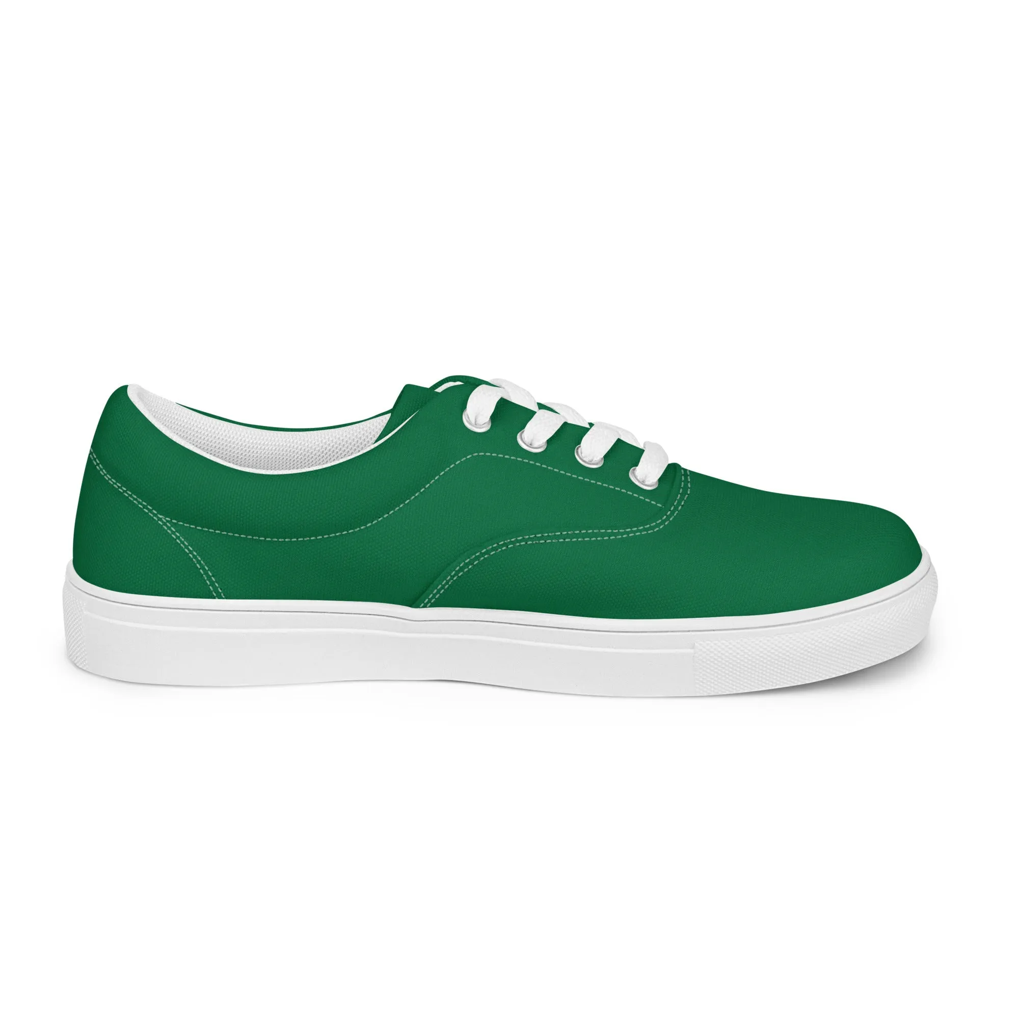 Rainy Boots Dark Green Men's Sneakers, Solid Green Color Best Designer Mens Lace-up Canvas Shoes (US Size: 5-13)