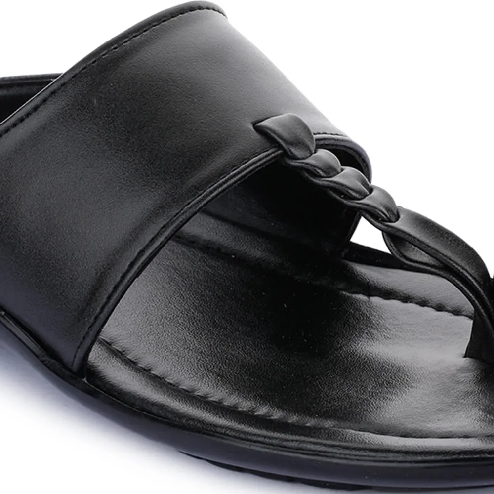 Coolers Casual Black Toe Ring Slippers For Men SRLE-159 By Liberty Sandals For Work