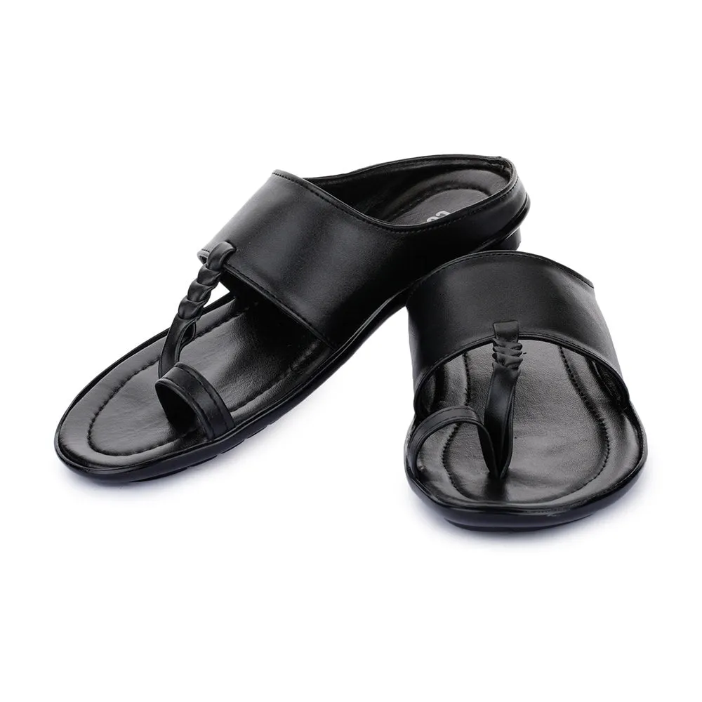 Coolers Casual Black Toe Ring Slippers For Men SRLE-159 By Liberty Sandals For Orthotics