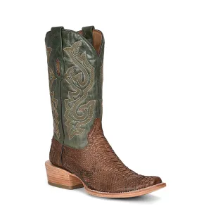 CORRAL BROWN PYTHON NARROW SQUARE TOE BOOT Handmade Western Boots