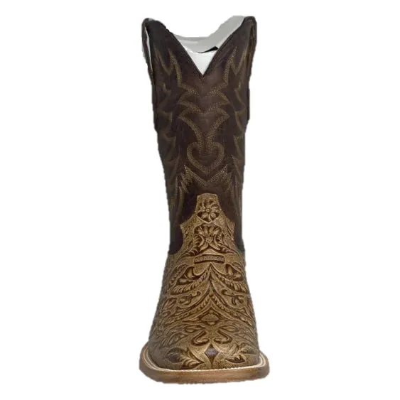 Motorcycle Boots For Sale COWTOWN BROWN ORYX HAND FLORAL TOOLED BOOT