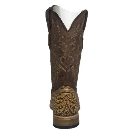 COWTOWN BROWN ORYX HAND FLORAL TOOLED BOOT Fire Boots