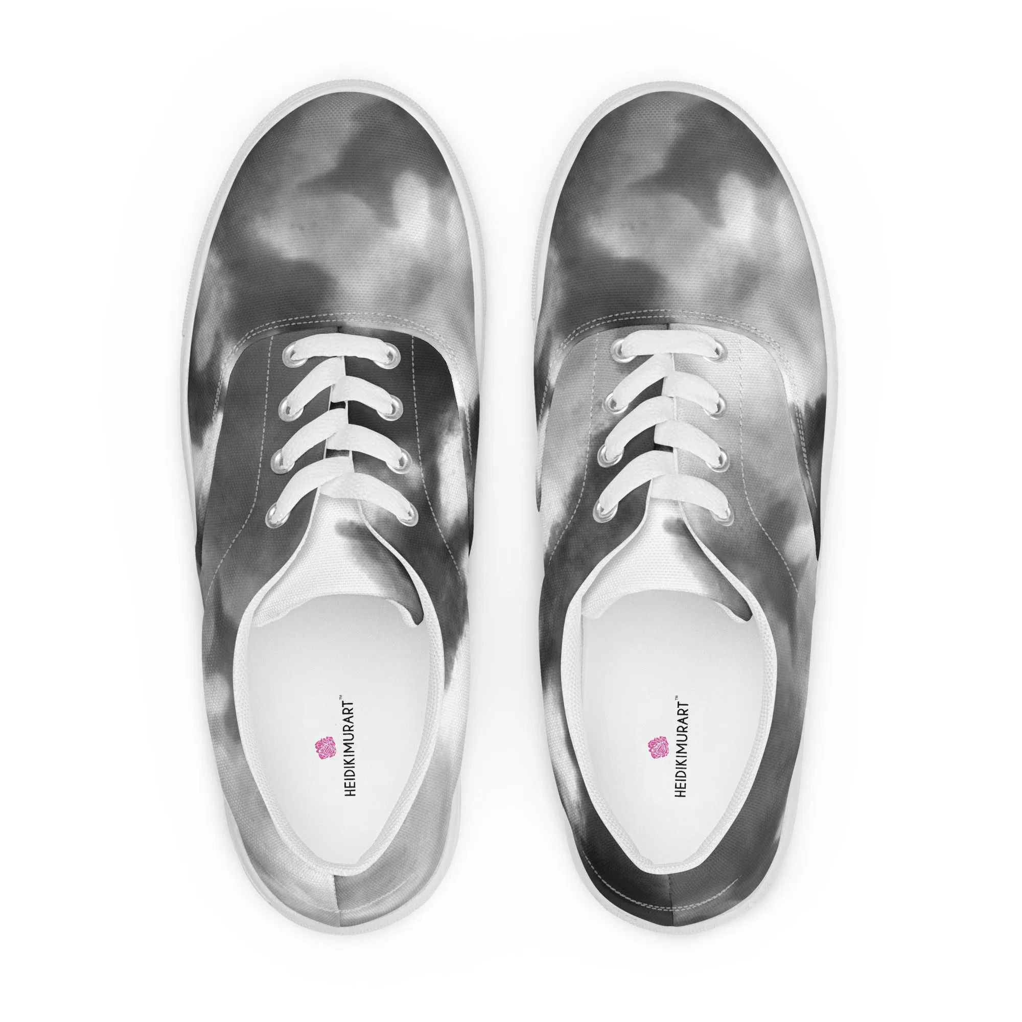 Wedge Shoe Boots Grey Tie Dye Men's Sneakers, Abstract Best Designer Mens Lace-up Canvas Shoes (US Size: 5-13)