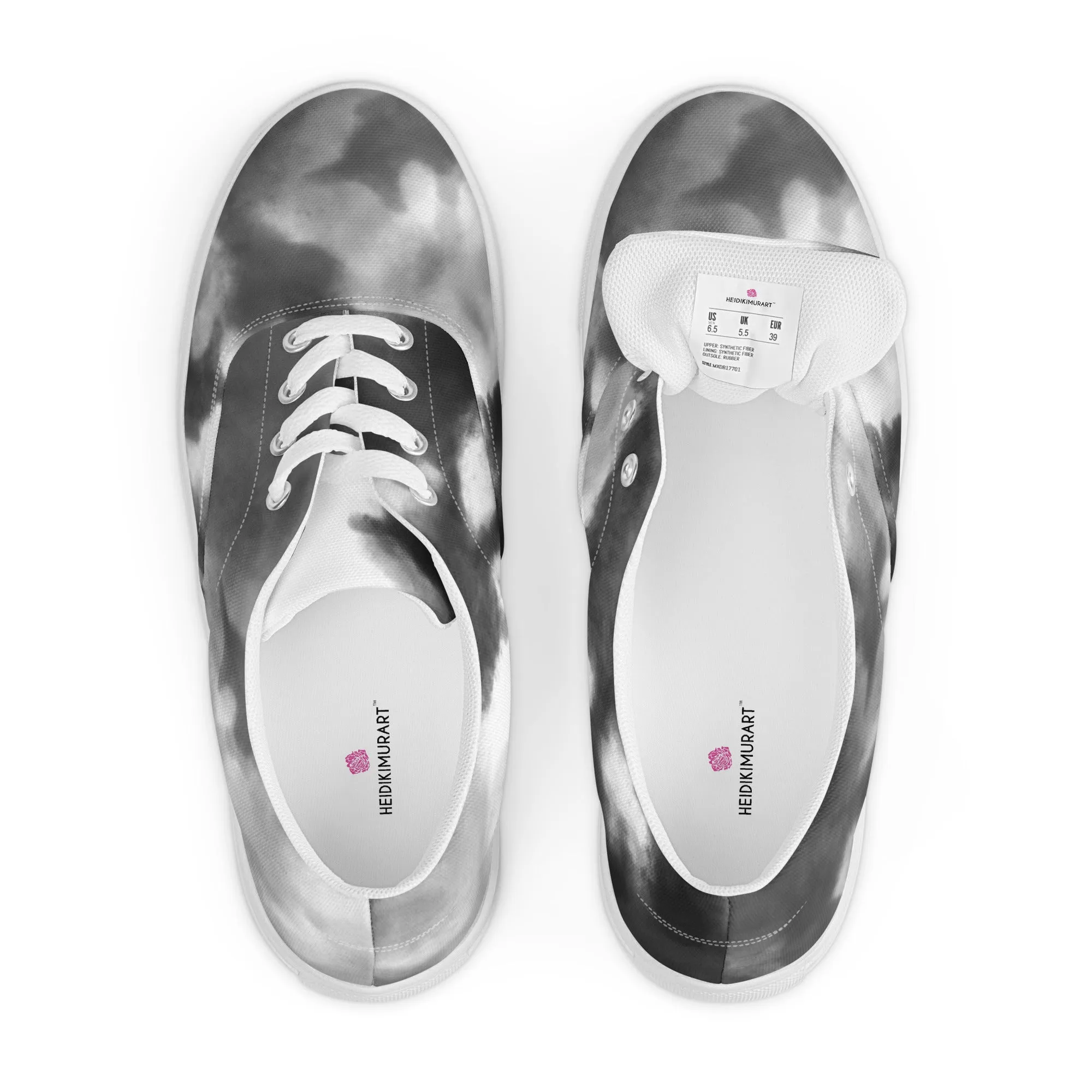 Grey Tie Dye Men's Sneakers, Abstract Best Designer Mens Lace-up Canvas Shoes (US Size: 5-13) Short Rain Boots