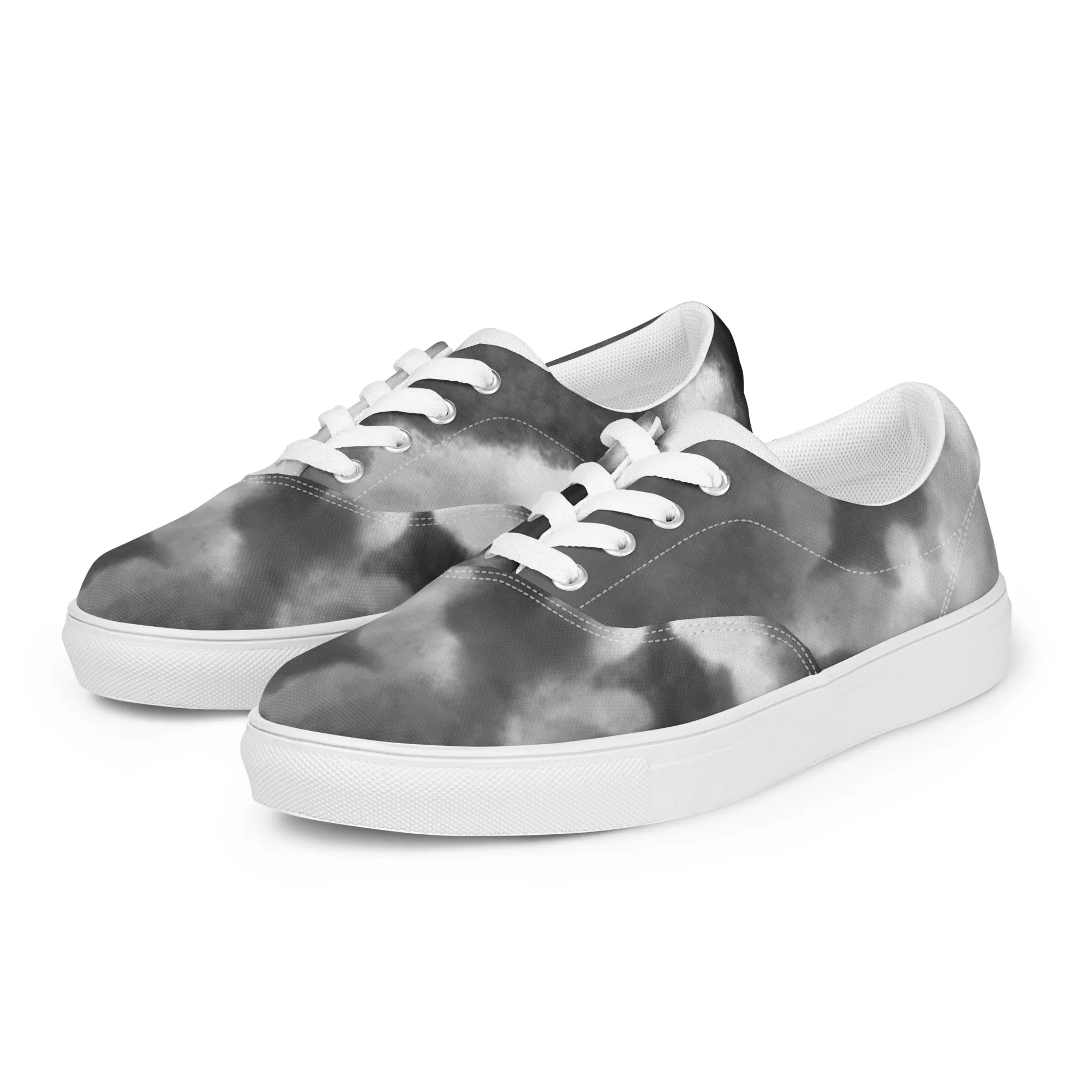 Cowgirl Boots Suede Grey Tie Dye Men's Sneakers, Abstract Best Designer Mens Lace-up Canvas Shoes (US Size: 5-13)