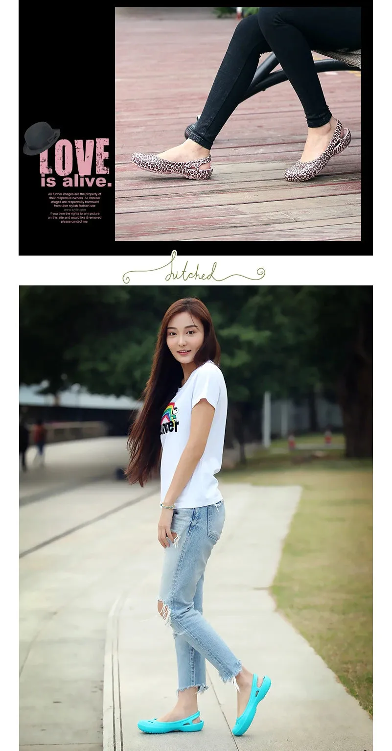 Crystal Anti Slip Hole Shoes Shoes With Flat Insoles