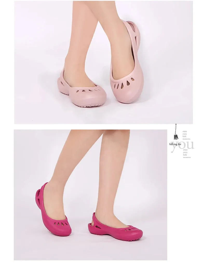 Crystal Anti Slip Hole Shoes Flat Shoes Better For Feet