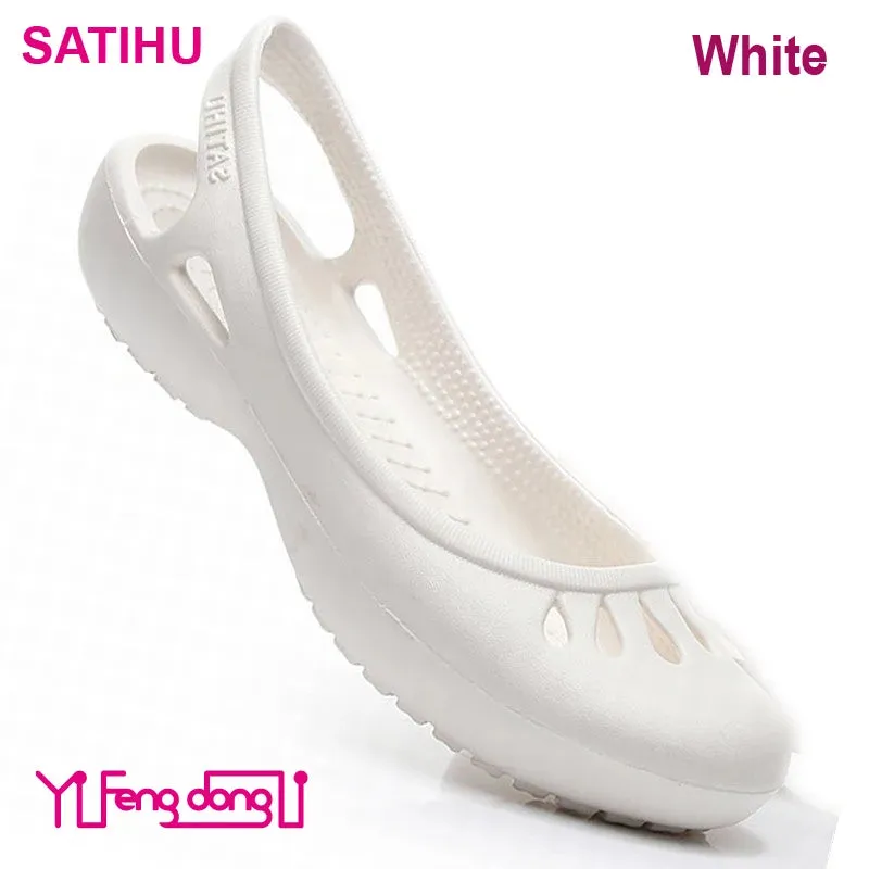 Flat Sole Shoes For Walking Crystal Anti Slip Hole Shoes