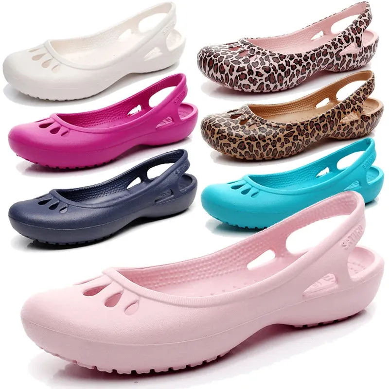Graduation Flat Shoes Crystal Anti Slip Hole Shoes
