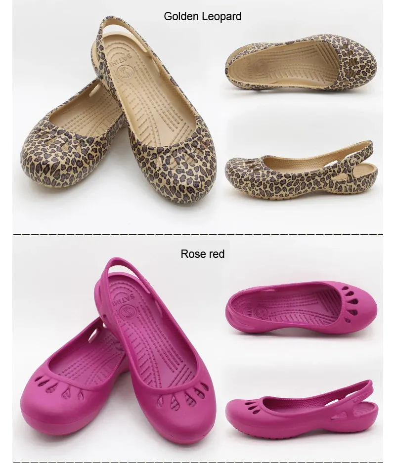 Tie Up Shoes Flat Crystal Anti Slip Hole Shoes