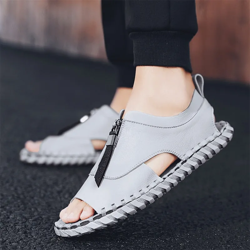 CYYTL Mens Sandals Hollow Breathable Beach Shoes Fashion Open Toe Soft Non-slip Outdoor Slippers Male Flat Walking Sandalias Florence Slippers