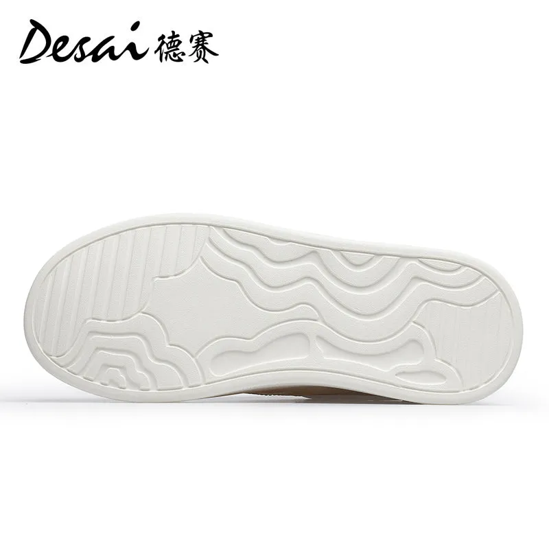 Desai Men's Shoes 2024 Summer New Thin Breathable Flat Board Shoes Sports and Casual Canvas sneakers Little White Shoes for Men DS3071 Stamp Trail Lace Flat Shoes