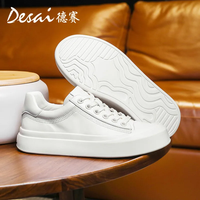 Flat Night Out Shoes Desai Men's Shoes 2024 Summer New Thin Breathable Flat Board Shoes Sports and Casual Canvas sneakers Little White Shoes for Men DS3071