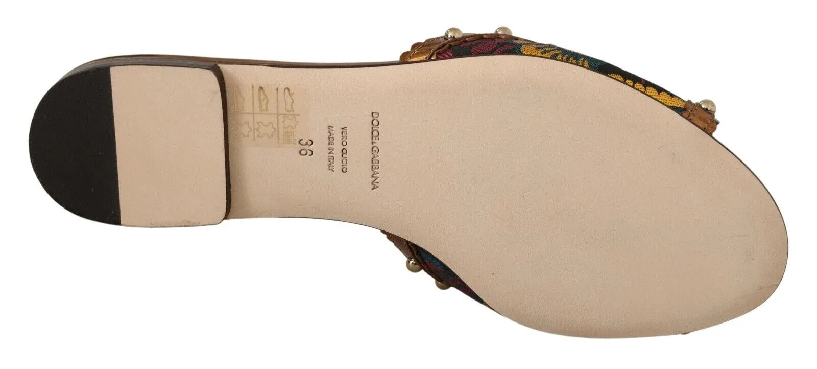 Dolce & Gabbana Chic Floral Print Flat Sandals with Faux Pearl Detail Best Shoes For With Flat Feet