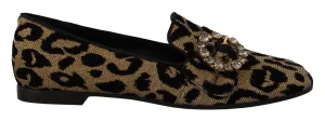 Flat Track Hot Shoe Dolce & Gabbana Elegant Leopard Crystal Gem Loafers