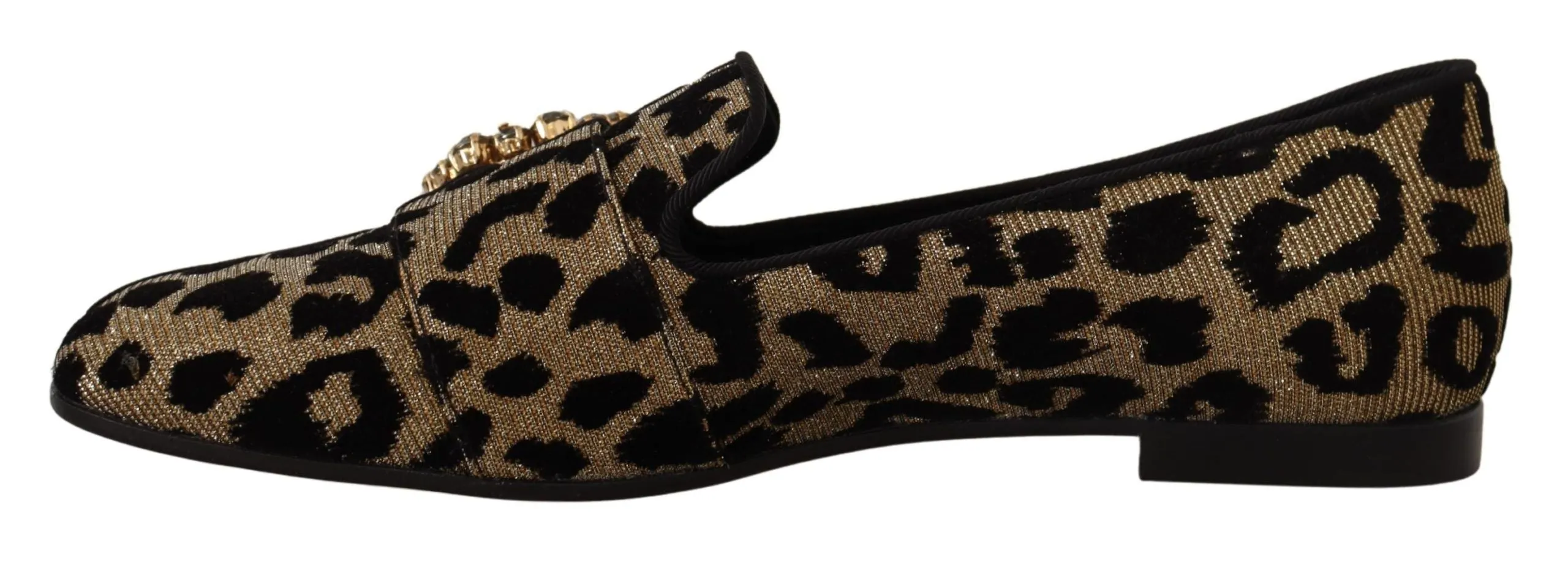 Back Pain From Flat Shoes Dolce & Gabbana Elegant Leopard Crystal Gem Loafers