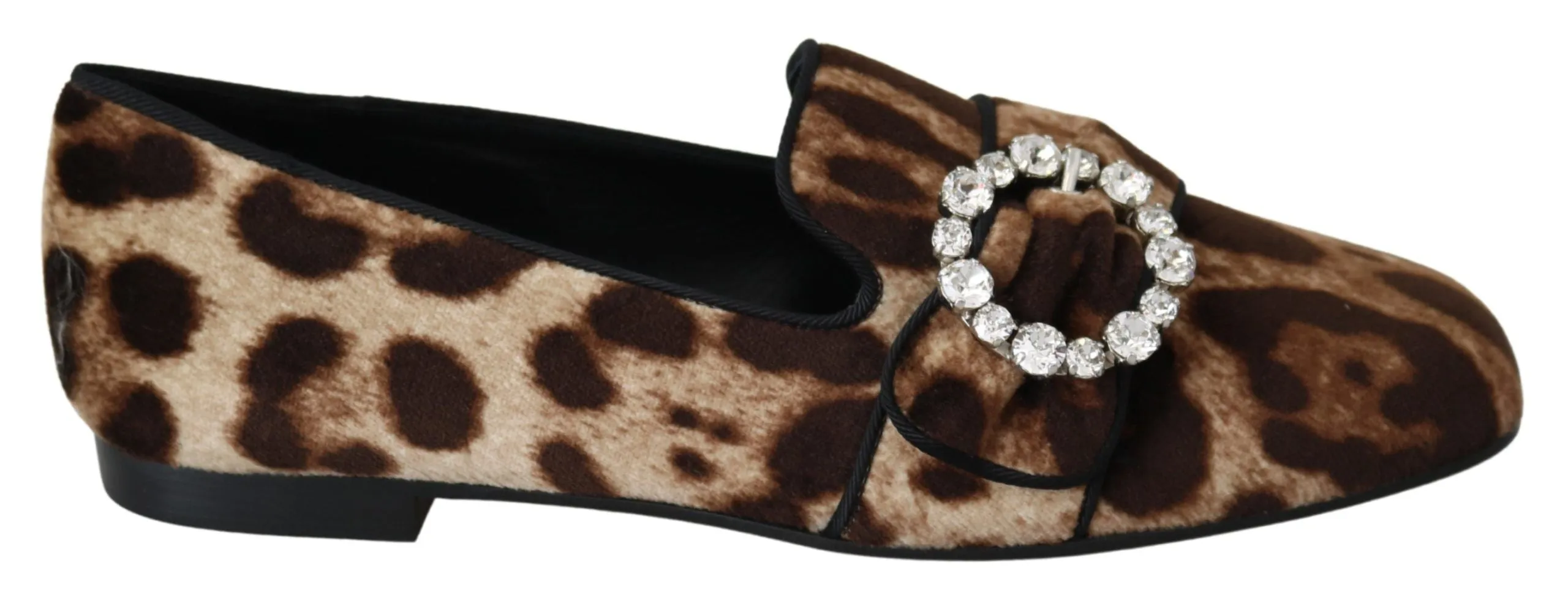 Comfortable Stylish Flat Shoes Dolce & Gabbana Leopard Print Crystal Embellished Loafers