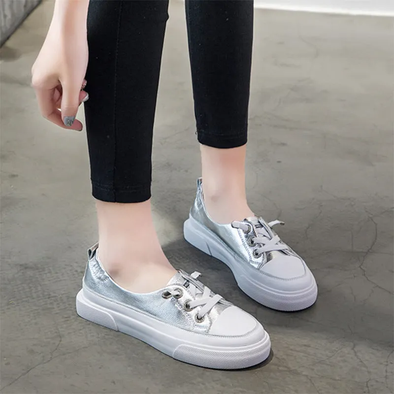 Priority Mail Rate Shoe Box Ins Leather White Shoes Women Wild Korean Flat Women's Shoes