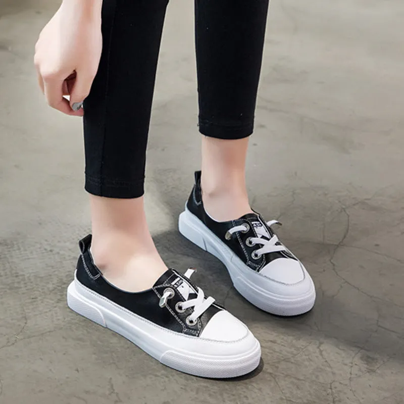 Orthopedic Walking Shoes For Flat Feet Ins Leather White Shoes Women Wild Korean Flat Women's Shoes