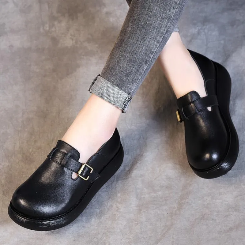 Best Shoe Spray Babakud Women New Casual Leather Handmade Buckle Shoes