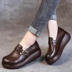 Babakud Women New Casual Leather Handmade Buckle Shoes Nursing Tennis Shoes Waterproof