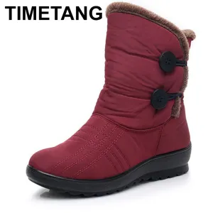 TIMETANG Snow Boots 2018 Brand Women Winter Boots Button lady Shoes Antiskid Waterproof Flexible Women Fashion Casual Boots E238 Cheap Waterproof Hiking Shoes